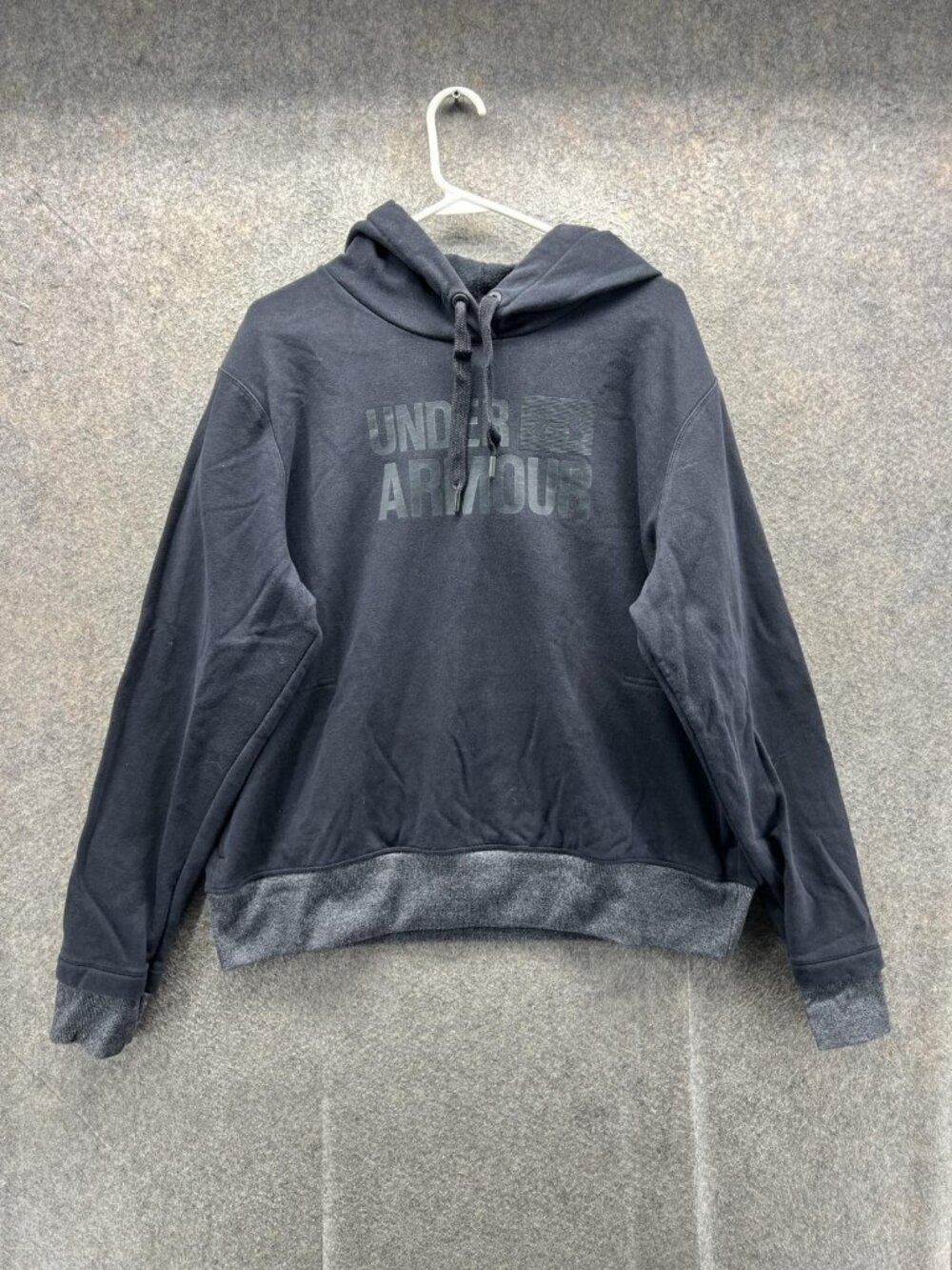 Under Armour Hoodie Mens XL Gray Pullover Fleece Graphic Logo Sweatshirt